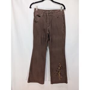 Arizona Jean Co Brown Corduroy Embroidered Pants Size 14 (Tag 16)